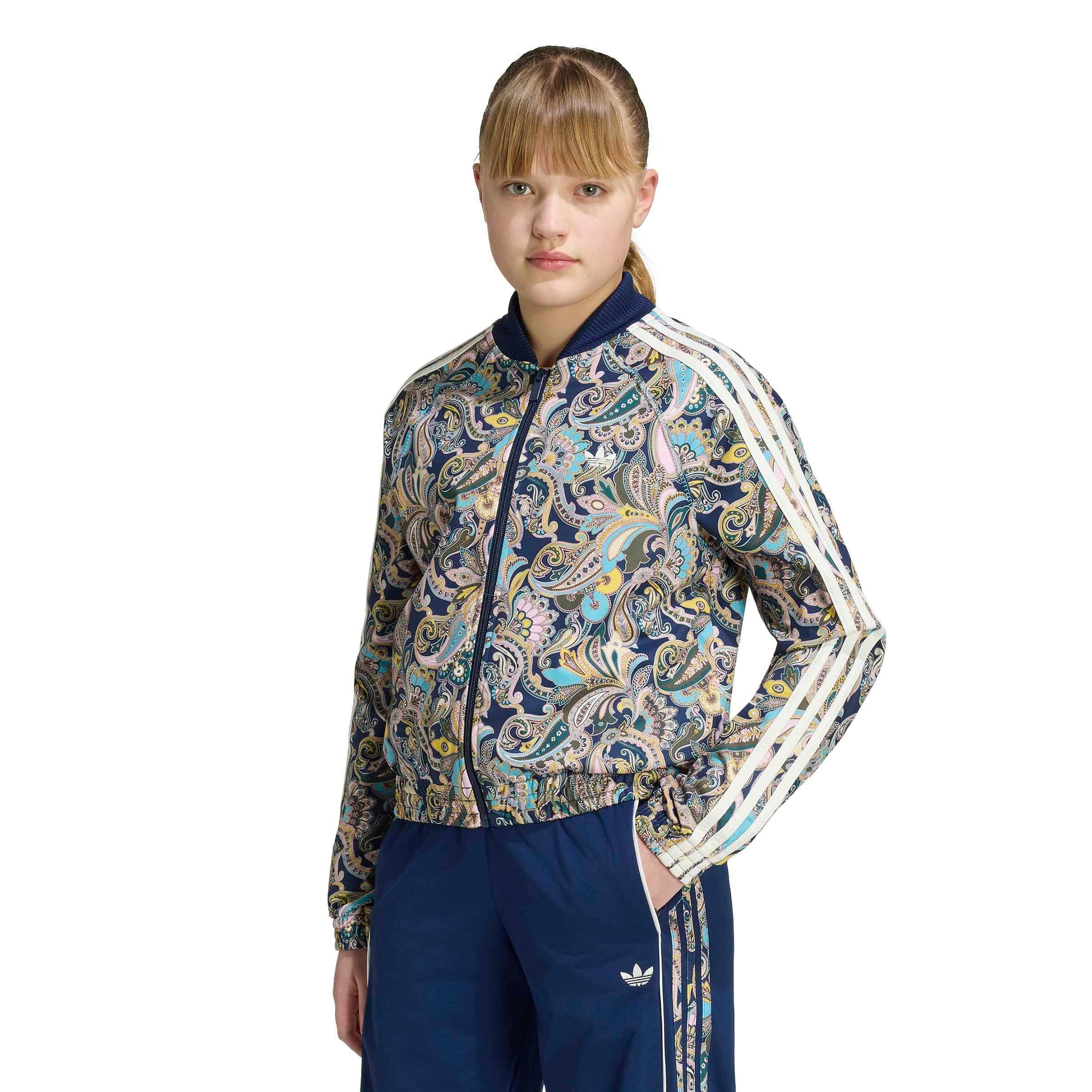 adidas Originals Big Girls' Loose Cropped Paisley Track Top - Multi-Color - MULTI-COLOR